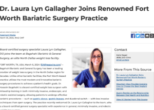Bagshahi Bariatric and General Surgery Welcomes Dr. Laura Lyn Gallagher